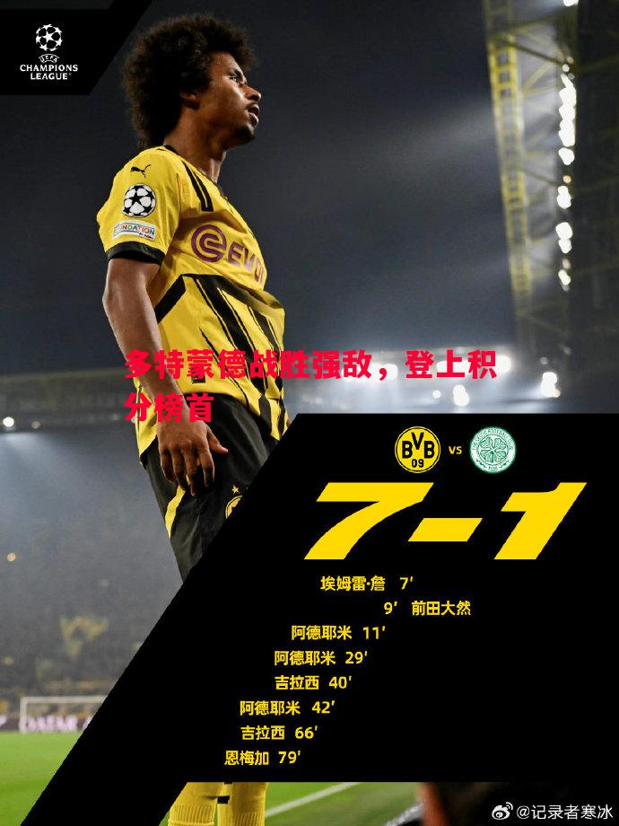 多特蒙德战胜强敌,登上积分榜首 多特蒙德战胜强敌,登上积分榜首
