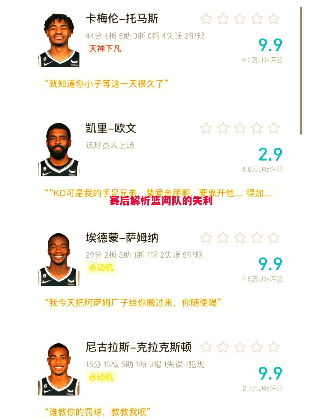 赛后解析篮网队的失利 赛后解析篮网队的失利